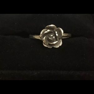 Oxidized Sterling Silver Rose Bud Flower Band Ring